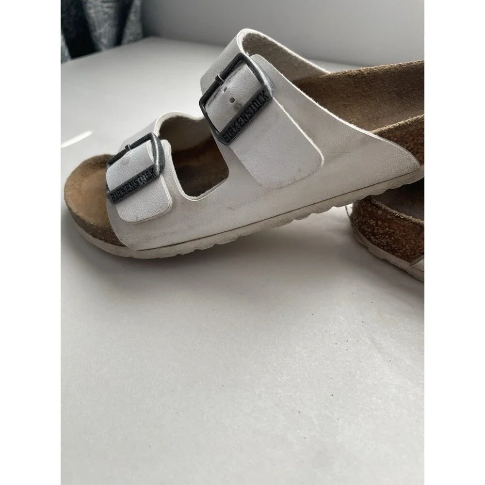 Birkenstock Arizona White Leather Slip On Casual Kids 30 Kids Size 12 Hippie